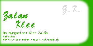 zalan klee business card